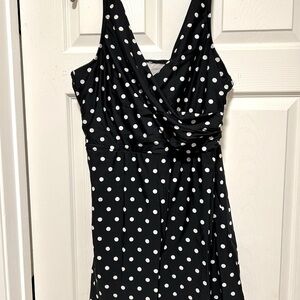 Lands' End Black Polka Dot One Piece Swimsuit